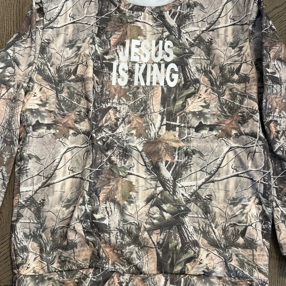 Camo Print 'Jesus Is King' Sweatshirt